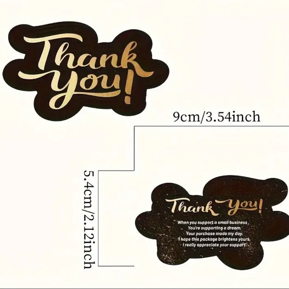 Set of 25 Black and Gold ‘Thank You’ Shipping Cards - Picture 2 of 2